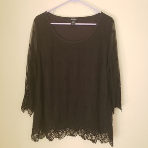 Torrid black lace shirt size 0x